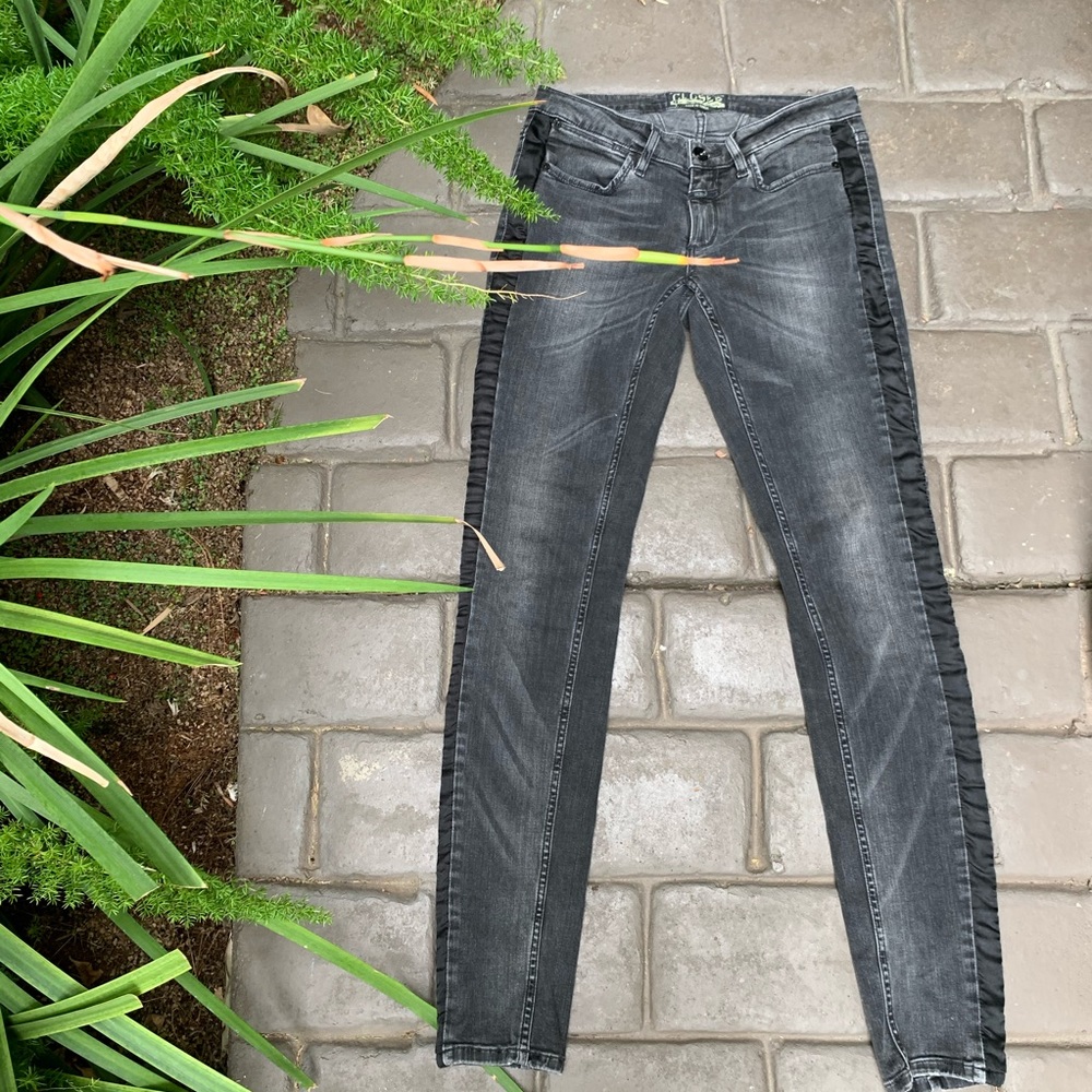 CLOSED Black Washed Denim w/ Blk Satin Side Stripe